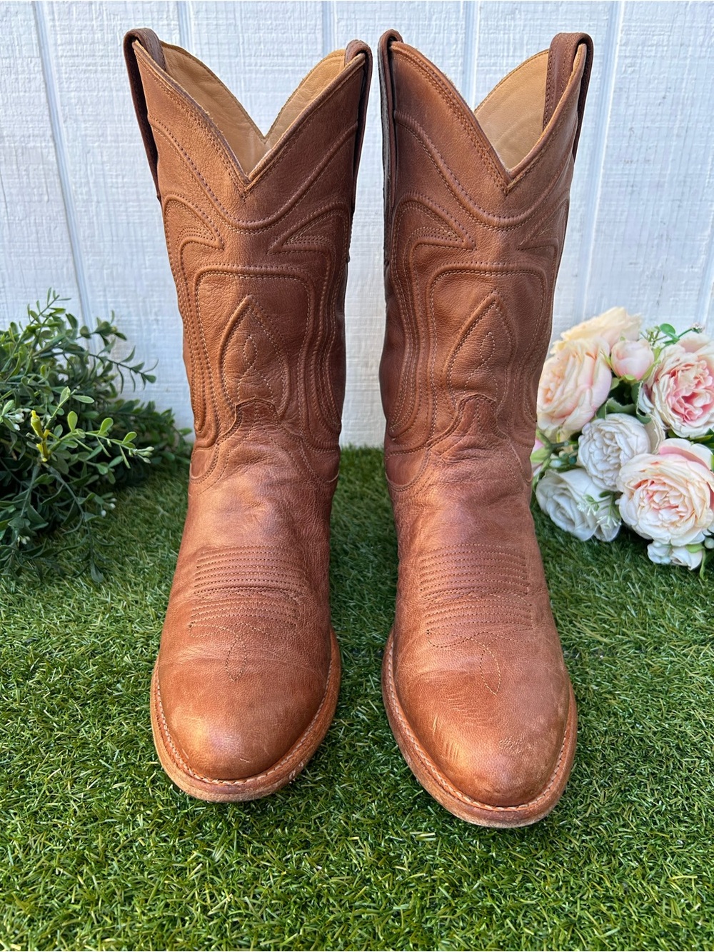 Tecovas Brown Cartwright Round-Toe Cowboy Boots men size 8.5D gently used - Picture 10 of 16